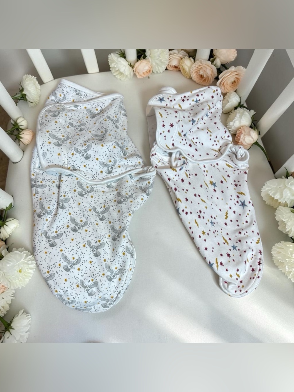 2 Aden Anais Harry Potter Easy Swaddle Wraps Size 0-3M Red Gold Star Lightning